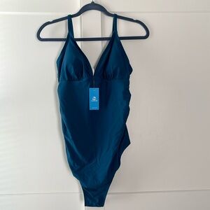 Cupshe Maternity Spaghetti Straps Ruched One Piece Swimsuit